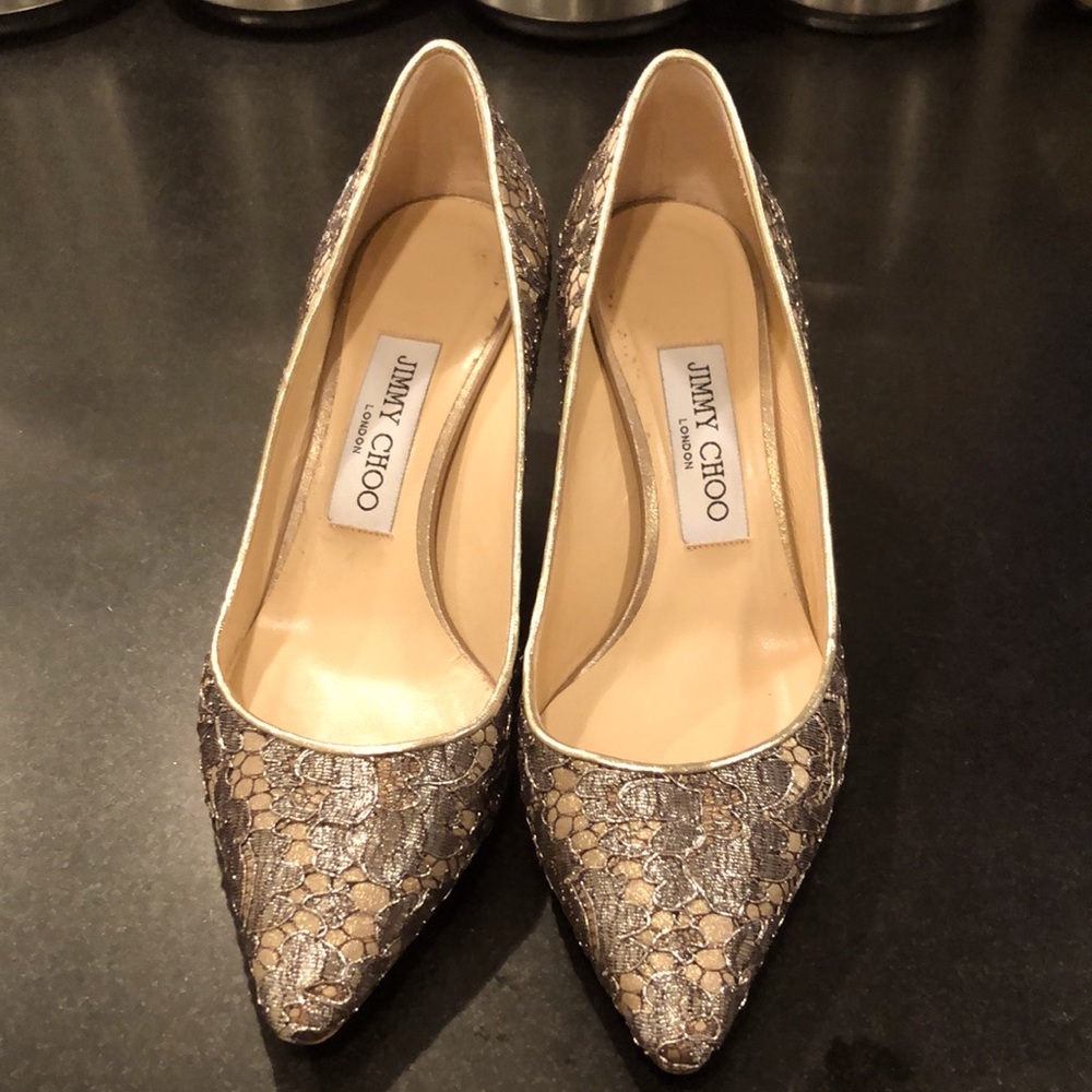 Jimmy Choo Romy 60 Vino / Silver Pumps